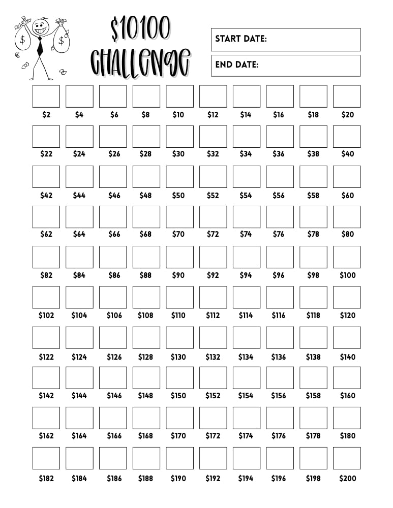 printable 100 envelope challenge, PDF, instant download, finance