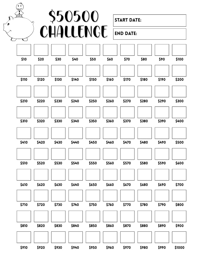 printable 100 envelope challenge, PDF, instant download, finance