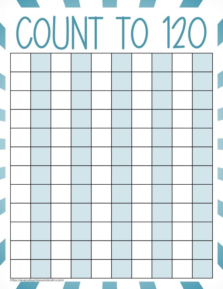 120 chart printable, PDF, instant download, elementary, educational tool