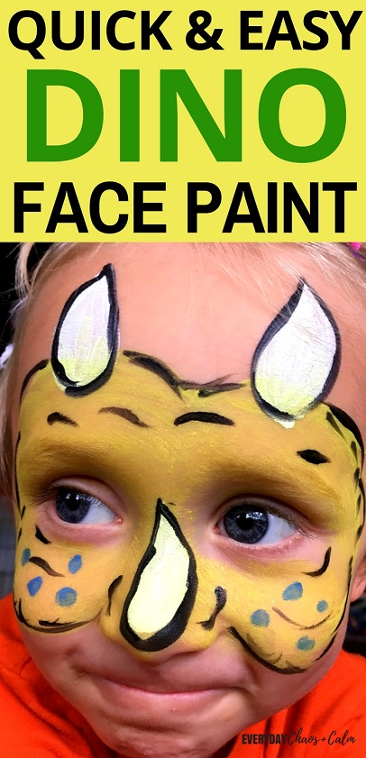 Face Painting Ideas: How to Create a Dinosaur Face Paint look for kids! Super quick and easy- great for toddlers!