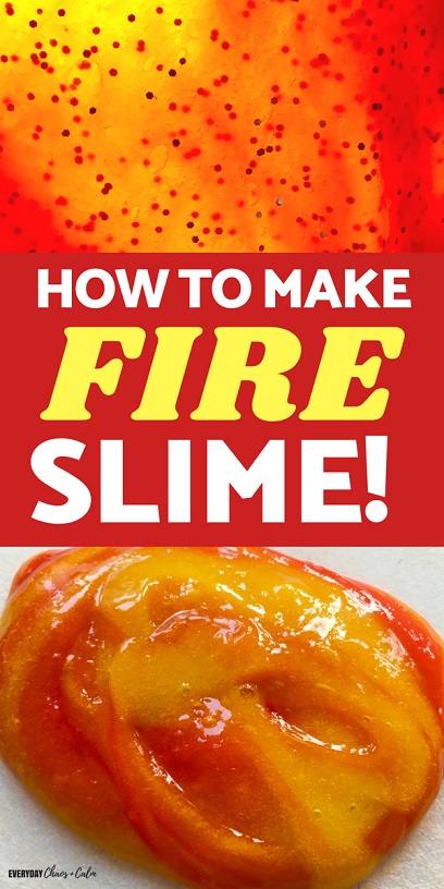 Kids love slime? Try making this super easy, 3 color, FIRE slime- it's a simple slime recipe that kids can make on their own and learn a little science along the way!