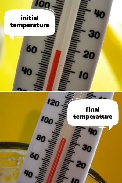 chemical reaction experiment- temperature change 