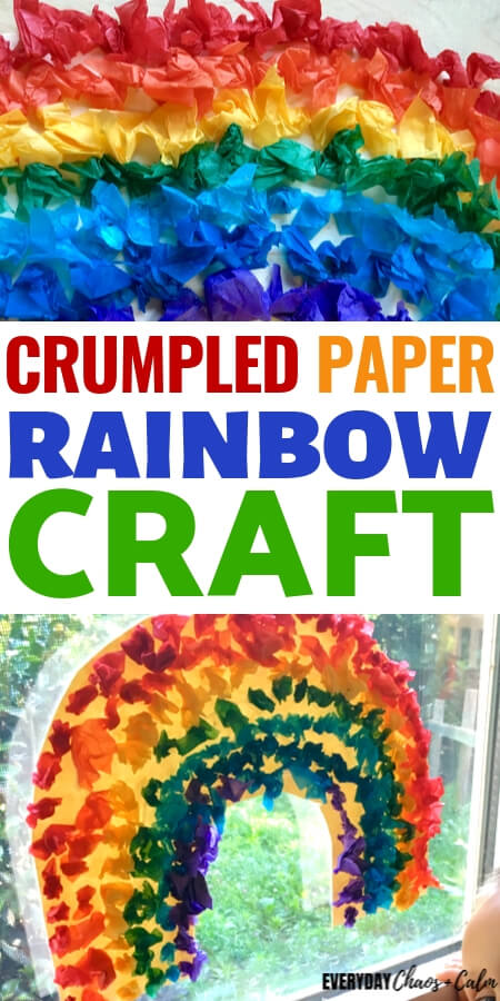 crumpled paper rainbow craft