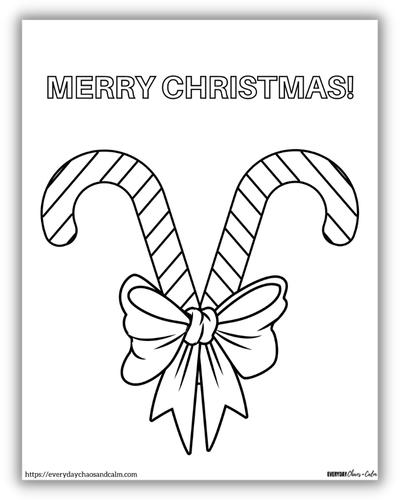 2 candy canes tied together with bow and words merry christmas