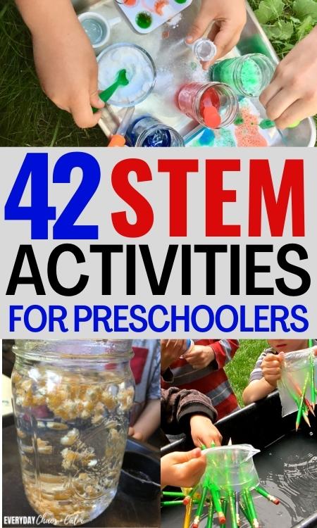 42 stem activities for preschoolers with pictures of experiments for kids