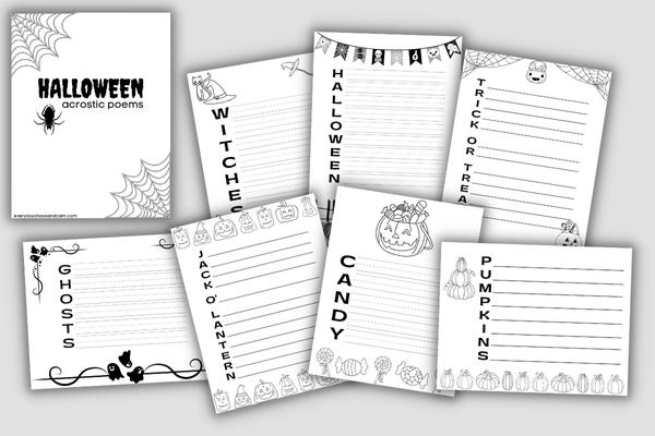 halloween acrostic poems in black and white