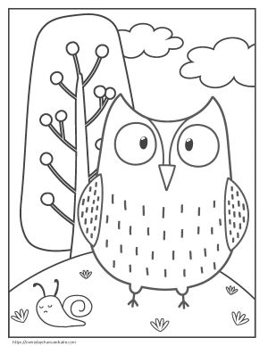 black and white owl coloring page