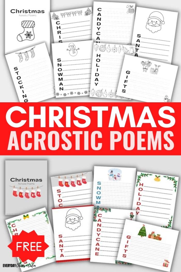 christmas acrostic poems with pictures of examples