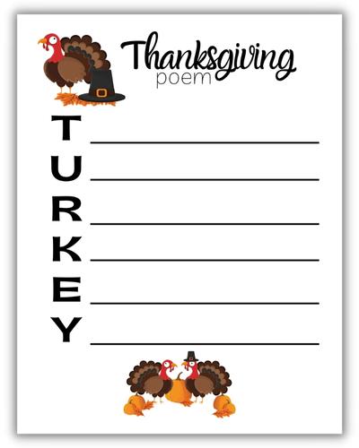 turkey acrostic poem template