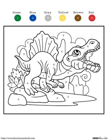 Spinosaurus color by number