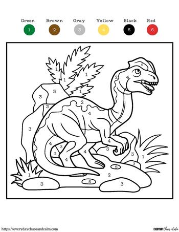 dinosaur color by number