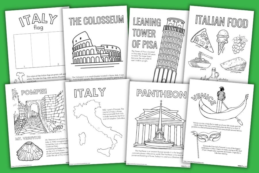 8 Educational Italy Coloring Pages for Kids