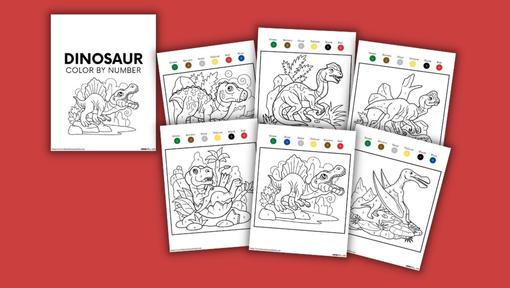 6 Free Dinosaur Color By Number Printables!