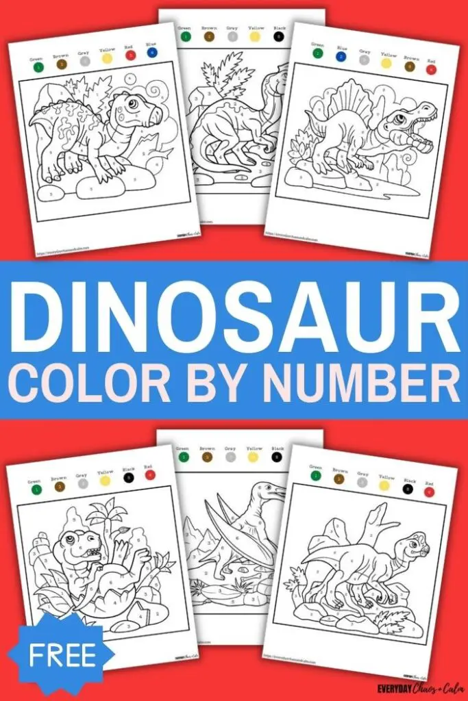 Free Printable Math Coloring by Number - Dinosaur