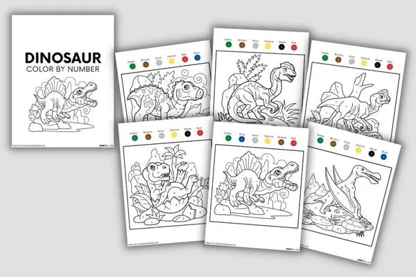 Free Dinosaur Color by Number · The Typical Mom