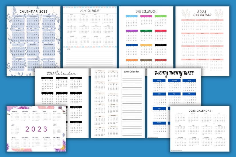 2023 yearly calendar example pages