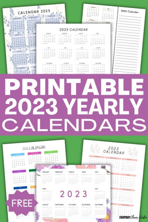 Free Printable 2023 Yearly Calendars