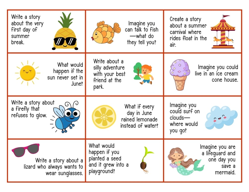 3rd grade writing prompts, education printable, PDF, instant download, kids