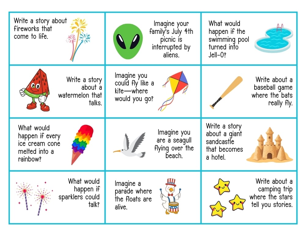 3rd grade writing prompts, education printable, PDF, instant download, kids