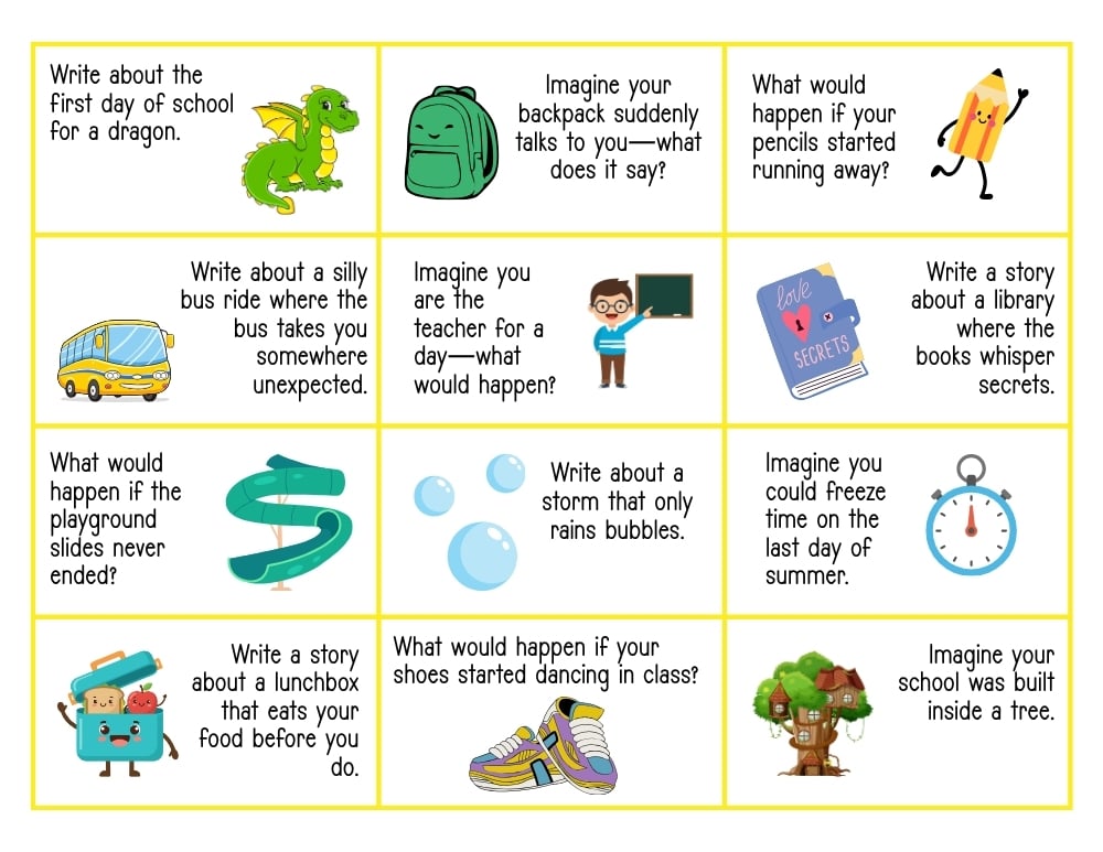 3rd grade writing prompts, education printable, PDF, instant download, kids