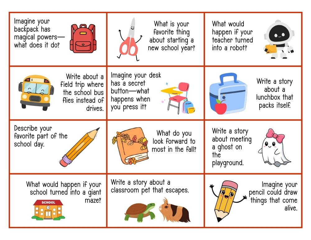 3rd grade writing prompts, education printable, PDF, instant download, kids