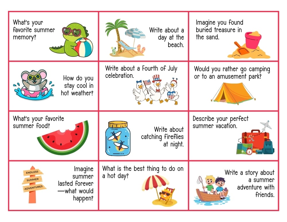 3rd grade writing prompts, education printable, PDF, instant download, kids