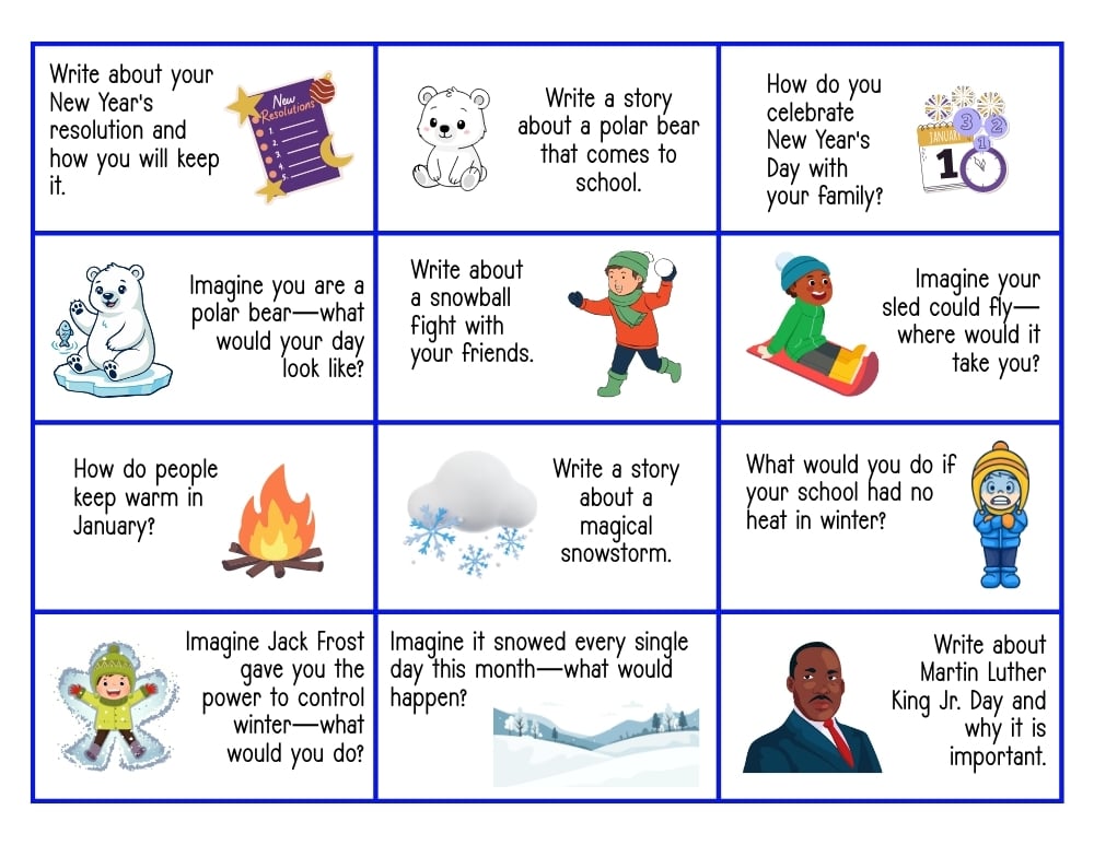 3rd grade writing prompts, education printable, PDF, instant download, kids