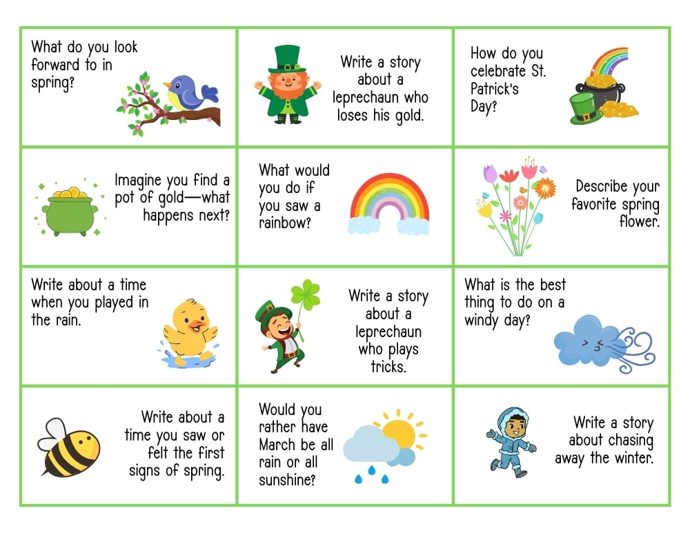 3rd grade writing prompts, education printable, PDF, instant download, kids