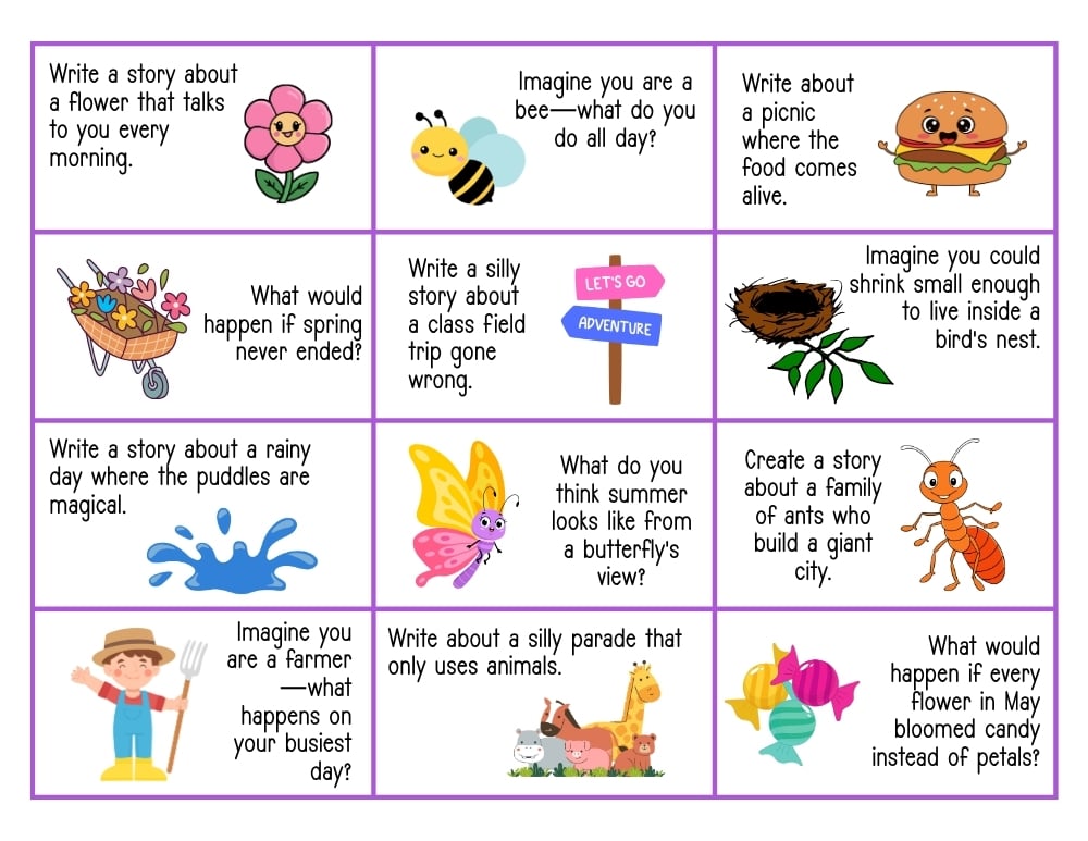 3rd grade writing prompts, education printable, PDF, instant download, kids