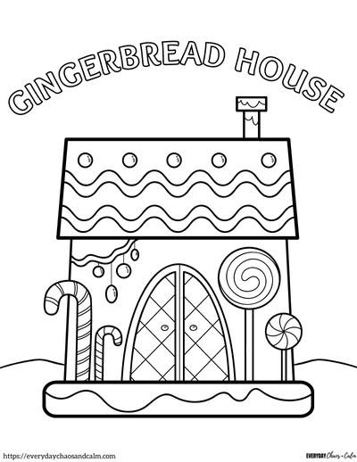 gingerbread house coloring page with Gingerbread House message