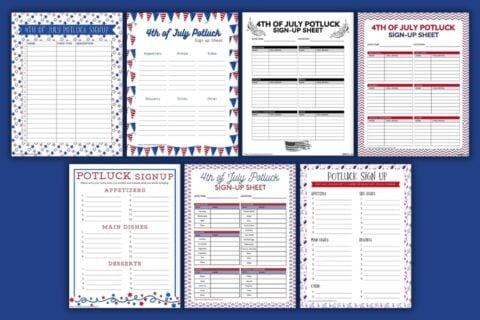 4th of july potluck sign up sheet template