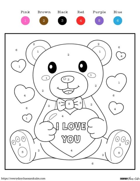 5 Free Valentine Color By Number Worksheets For Kids