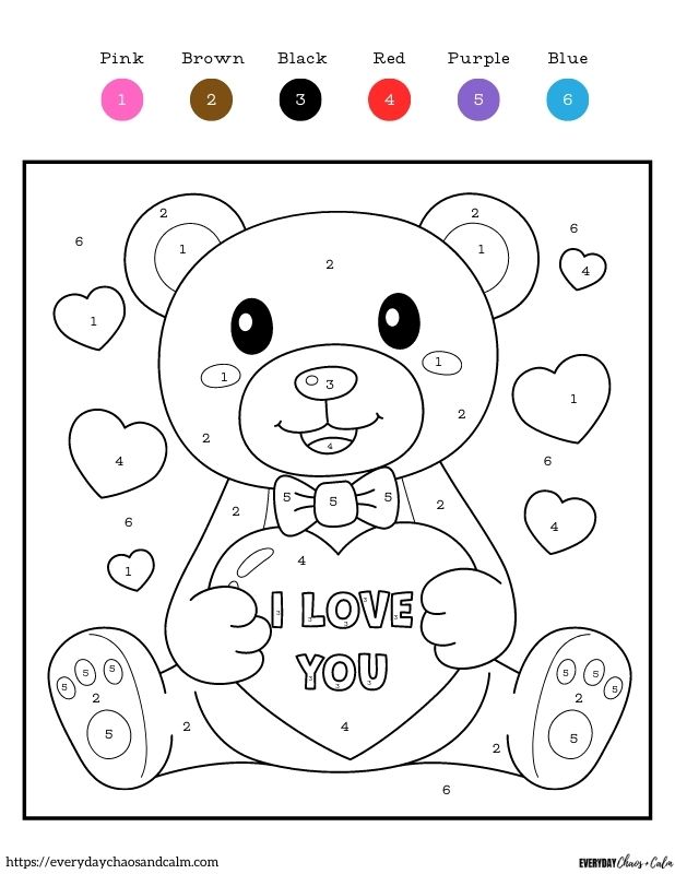 5 Free Valentine Color By Number Worksheets For Kids