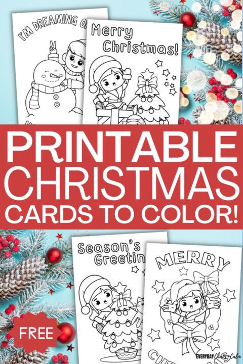 Printable Christmas Cards To Color For Kids