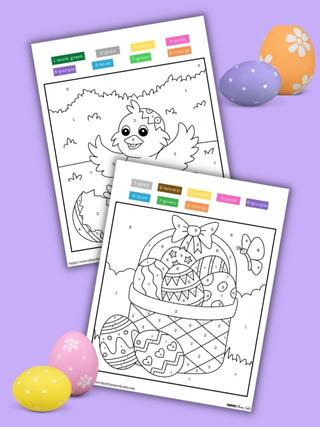 Easter color by number pages