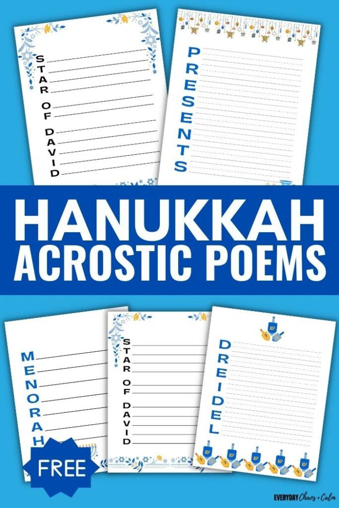 Hanukkah acrostic poems with example pages