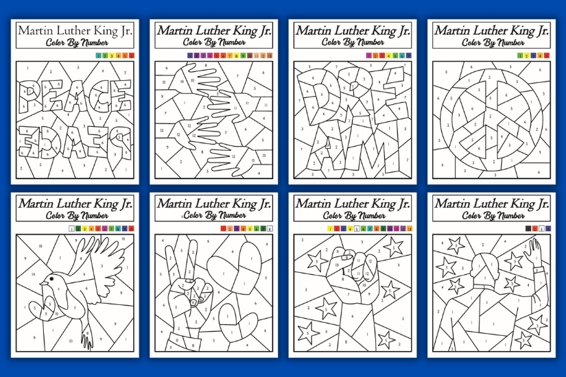 martin luther king jr color by number example pages