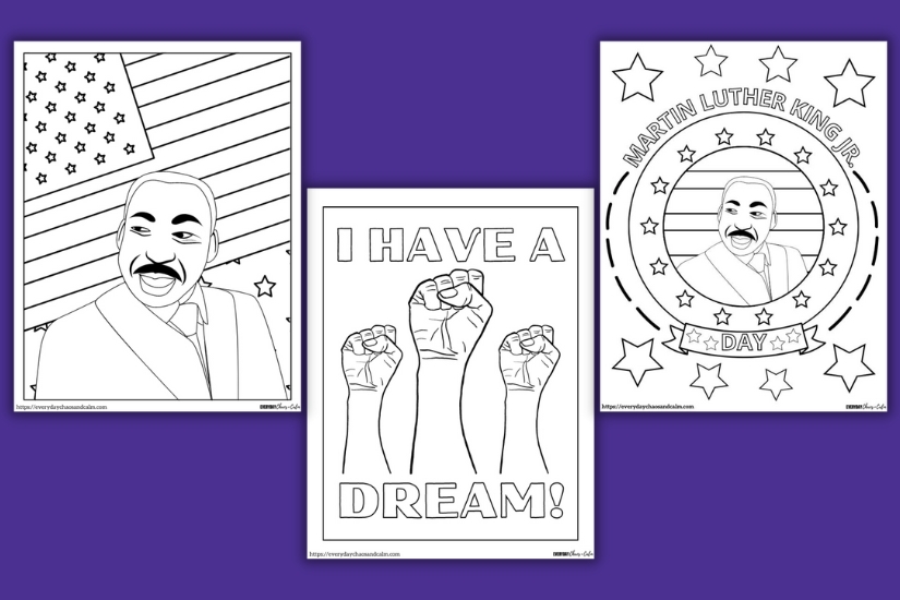 example pages of MLK day coloring sheets