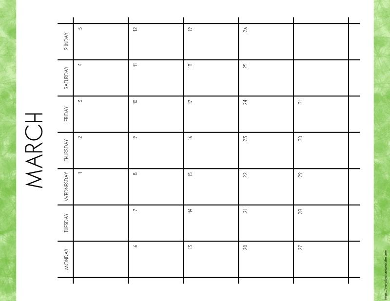 vertical printable march 2023 calendar- monday start