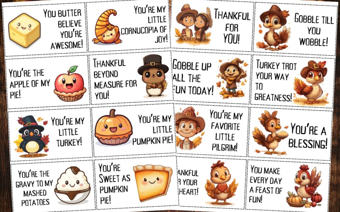 Free Printable Thanksgiving Lunch Box Notes