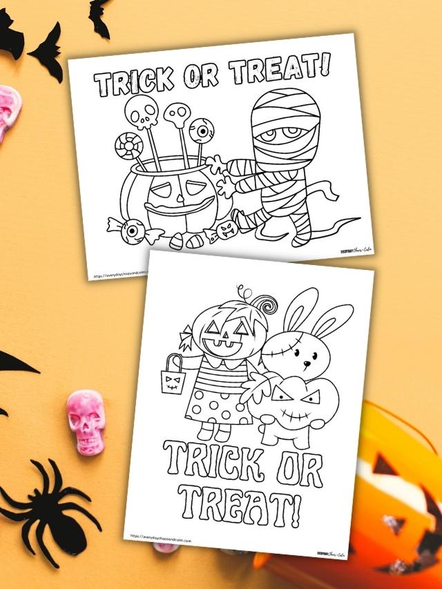 Free Trick or Treat Coloring Pages Story