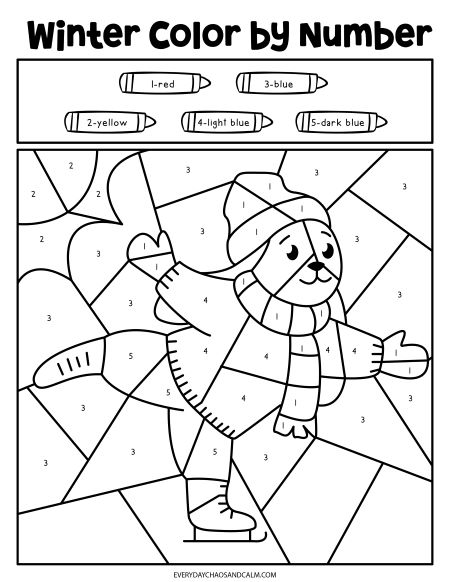 ice skater color by number example page