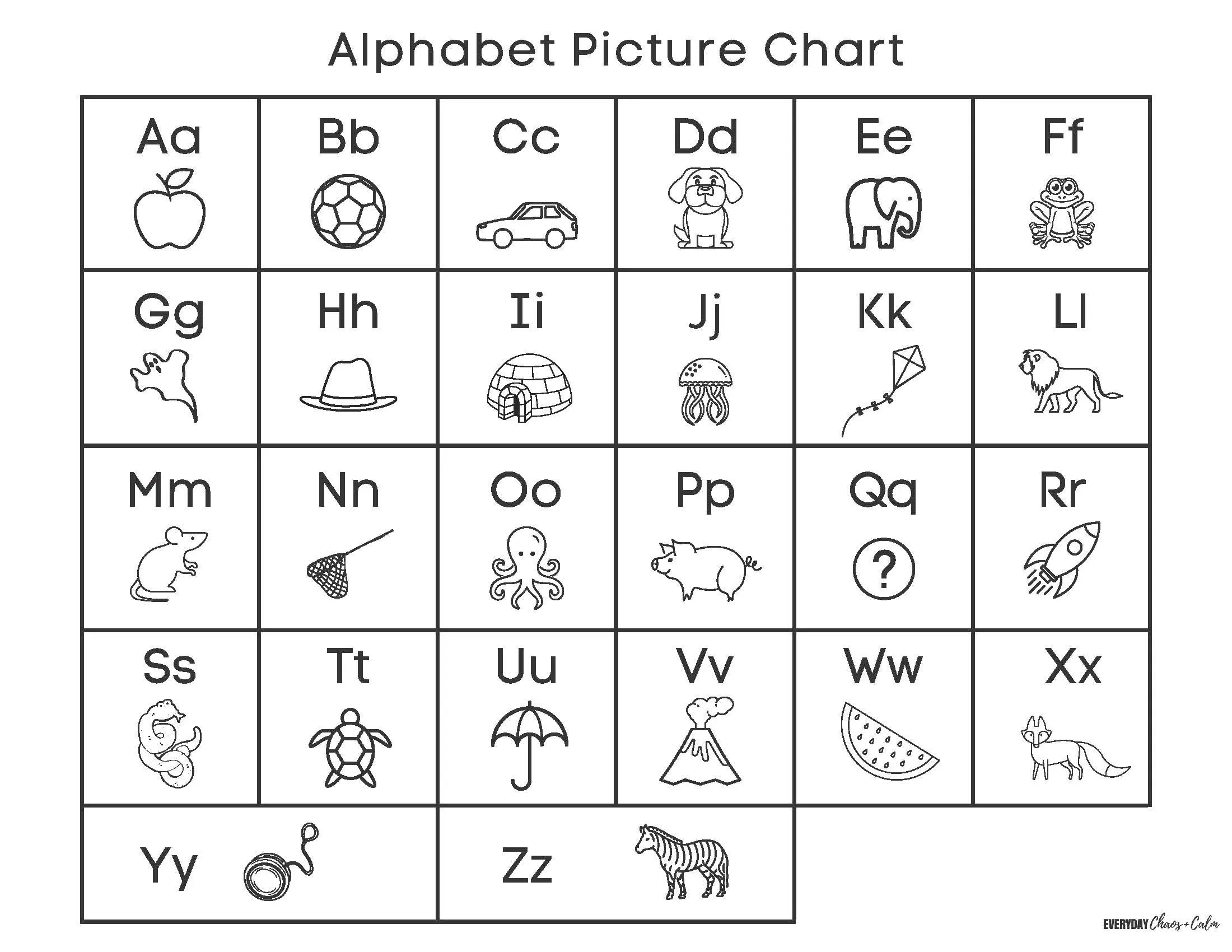 printable alphabet chart