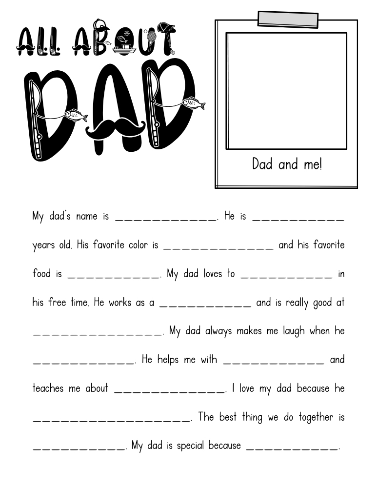 5 Free All About Dad Printables For Father's Day