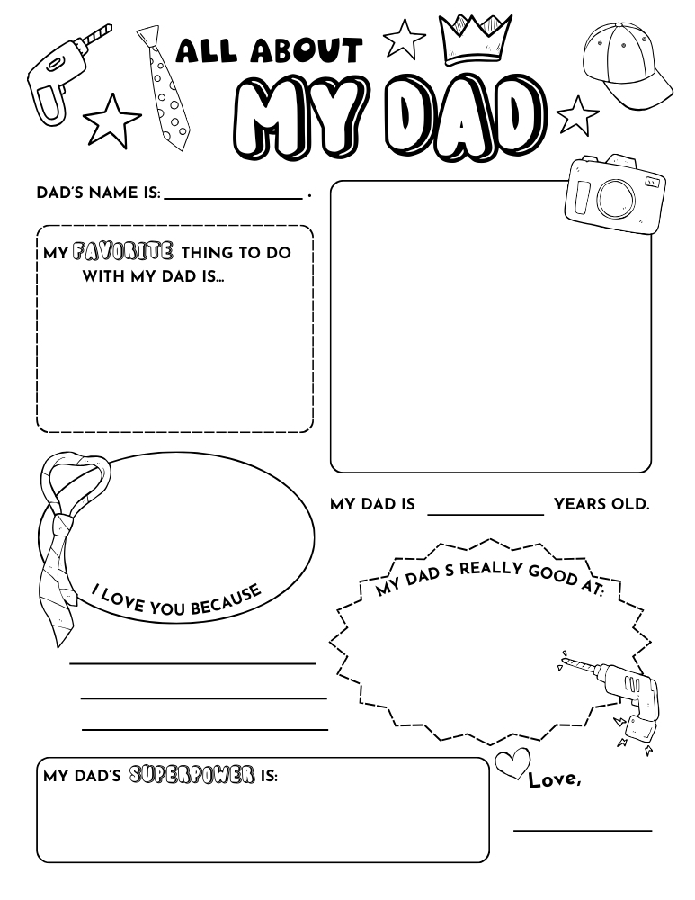 5 Free All About Dad Printables For Father's Day