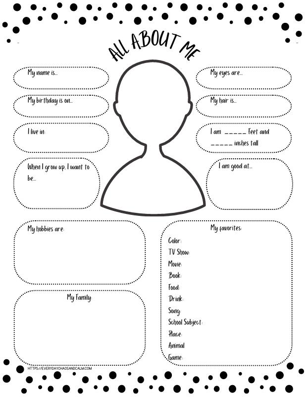 Free Printable All About Me Worksheets For Kids