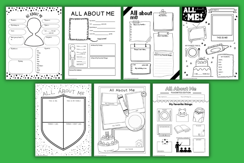 all about me worksheets example pages