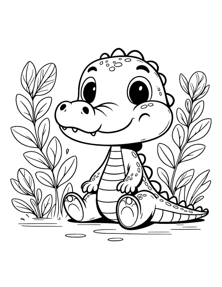 alligator coloring page, PDF, instant download, kids