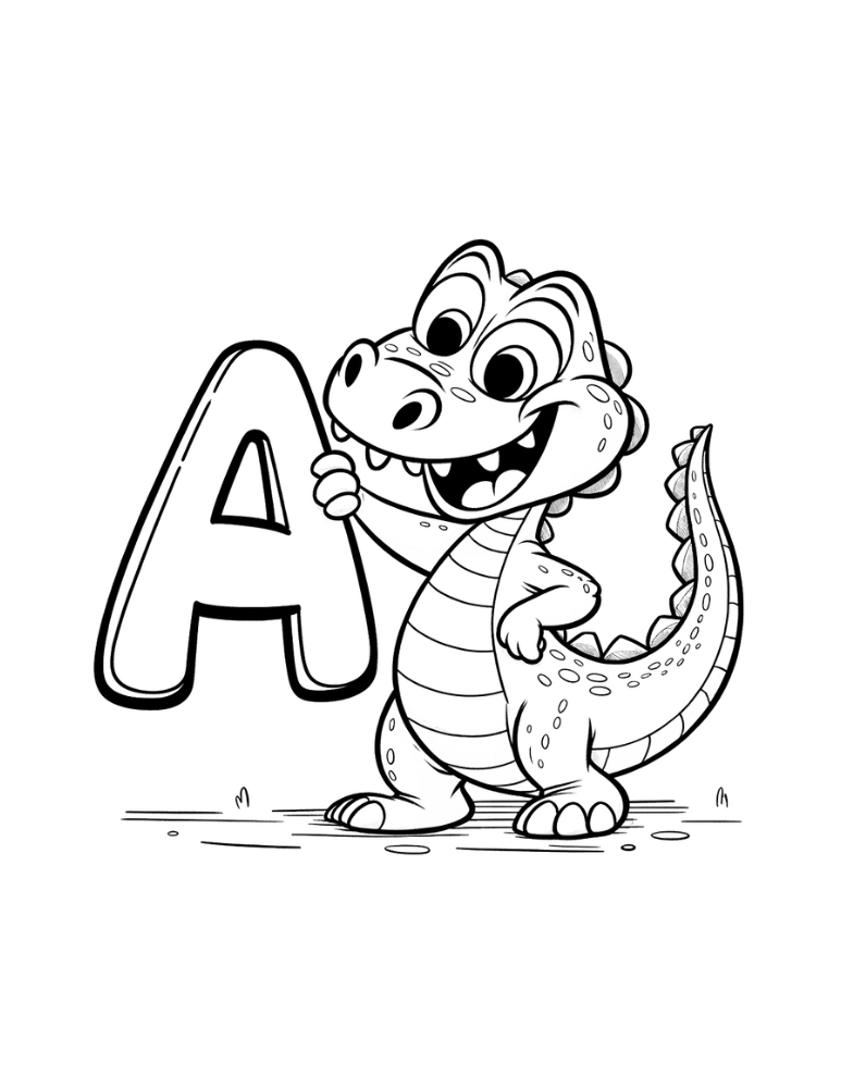 alligator coloring page, PDF, instant download, kids