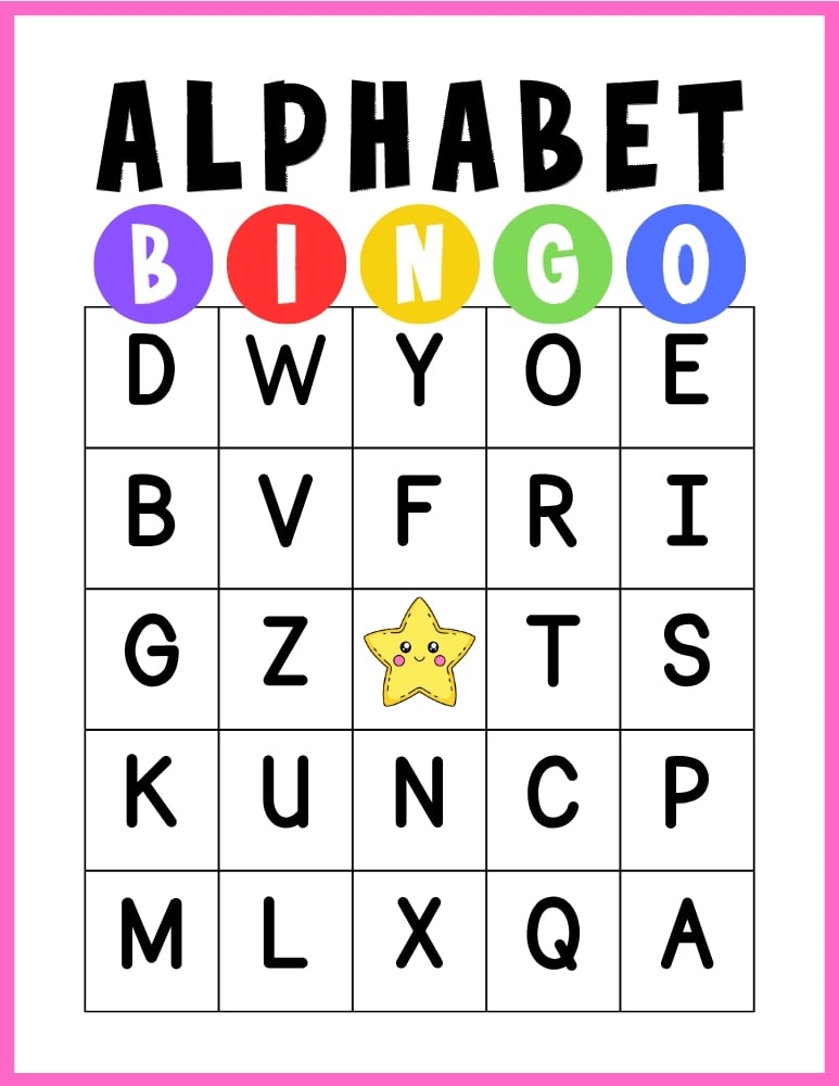 printable alphabet BINGO game, education printable, PDF